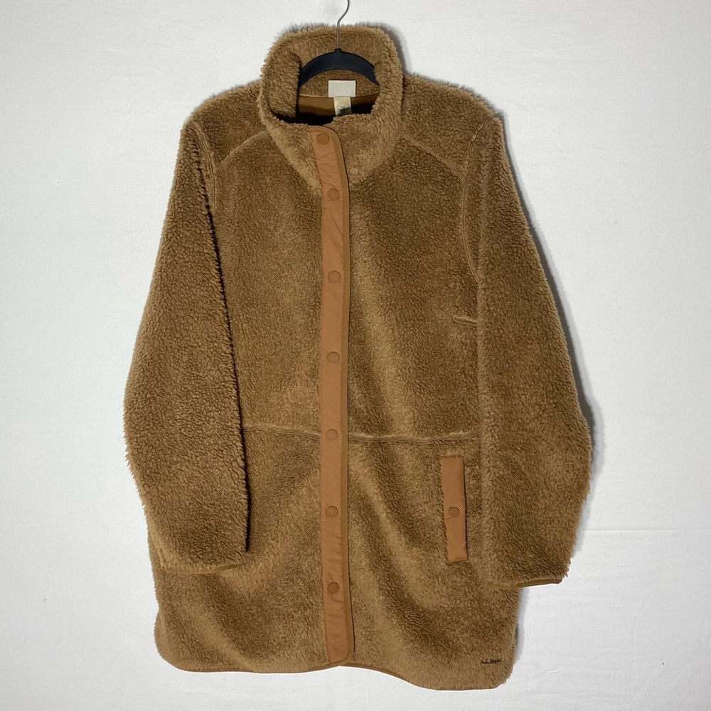 L.L. Bean Hazelnut Sherpa Fleece Coat Teddy Jacket Shacket 2X Streetwear